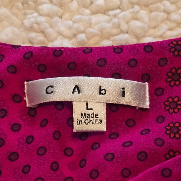 Vintage CAbi Brilliant Blouse Fuchsia Floral Sleeveless Top Style 983 Size L - Picture 4 of 5